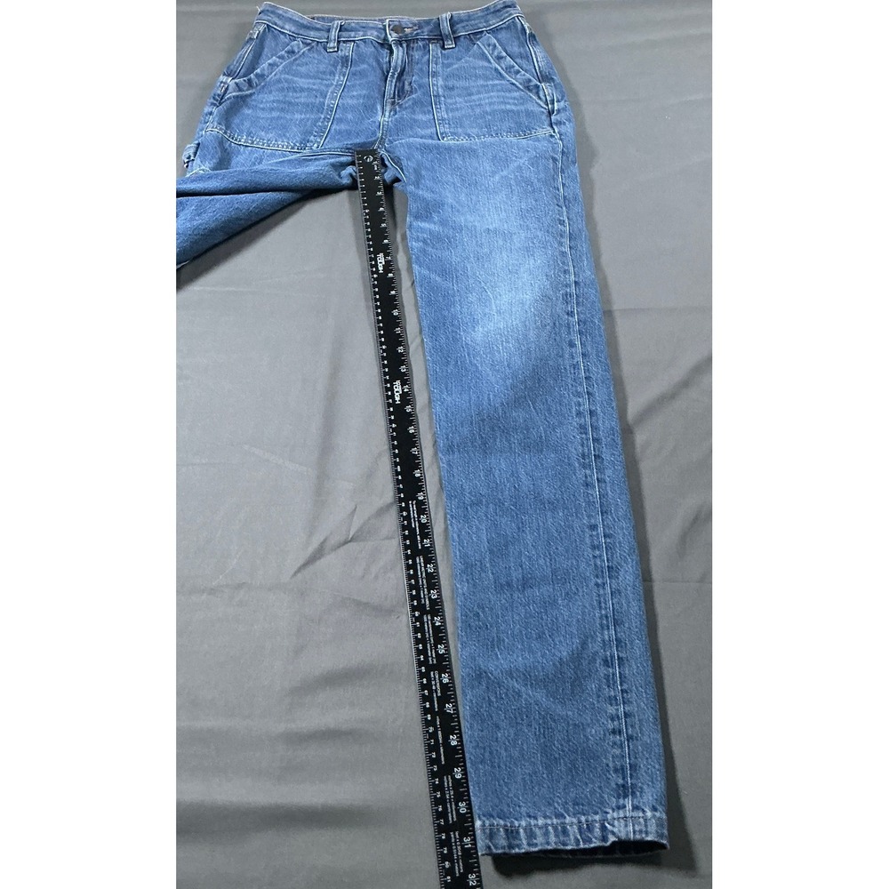 American Eagle Women Carpenter Jeans Blue Straight Leg Utility Pants Sz 2 X-Long - Picture 5 of 12